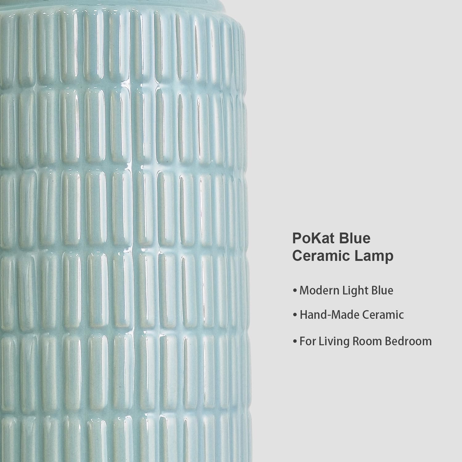 PoKat 23" Light Blue Table Lamps Set of 2, Modern Bedside Lamps for Bedroom, Coastal Ceramic End Table Lamps for Living Room, Ocean…