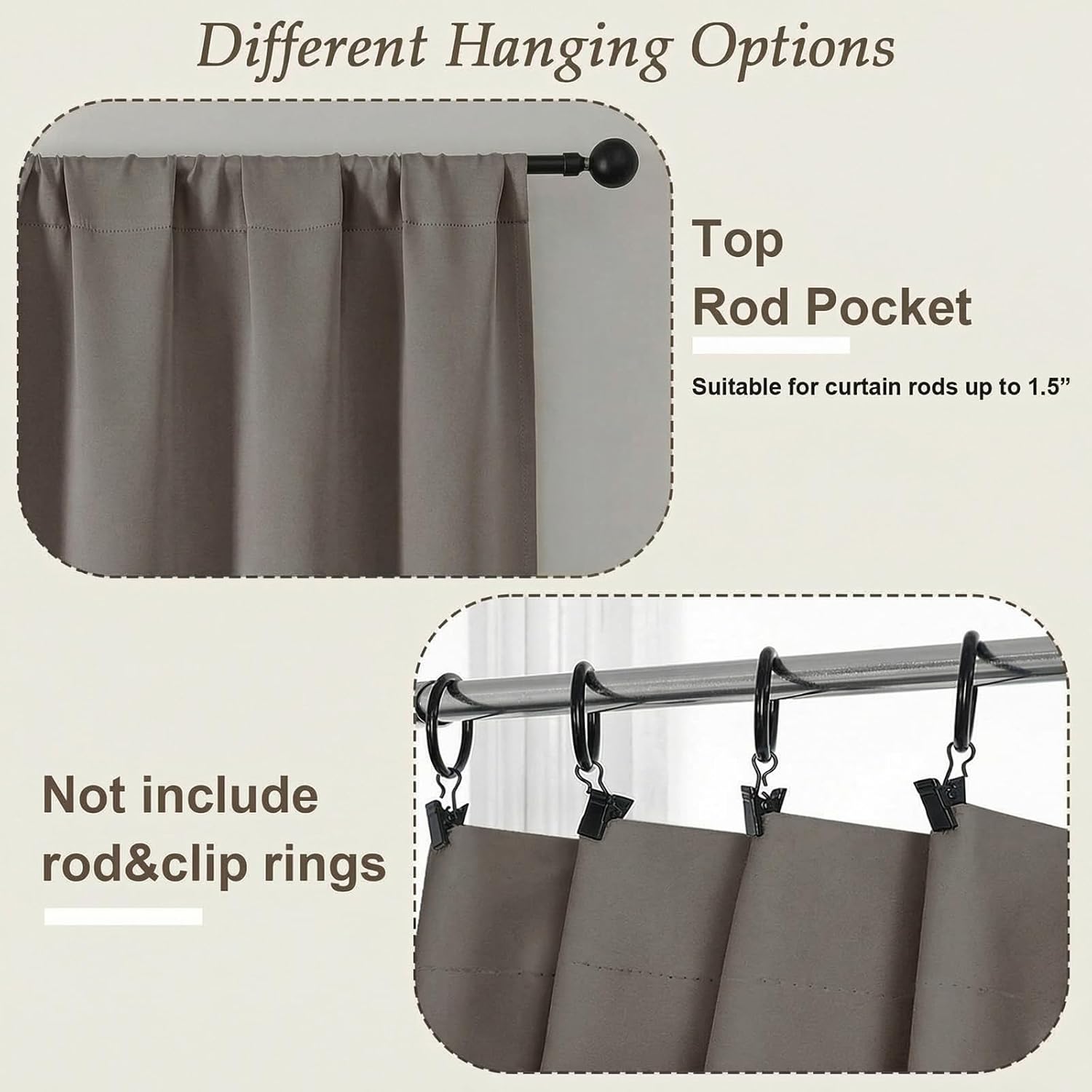 Gwine Latte Blackout Curtains for Bedroom 72 Inches Long - Thermal Insulated Noise Reducing Window Curtain Panels, Solid Room Darkening…