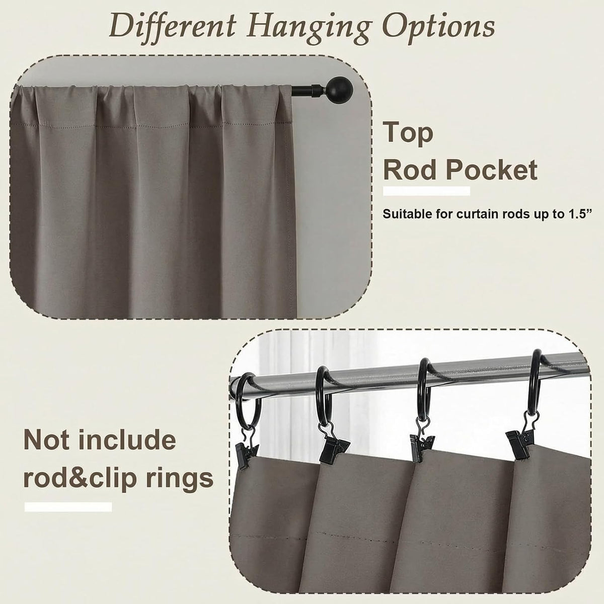 Gwine Latte Blackout Curtains for Bedroom 63 Inches Long - Thermal Insulated Noise Reducing Window Curtain Panels, Solid Room Darkening…