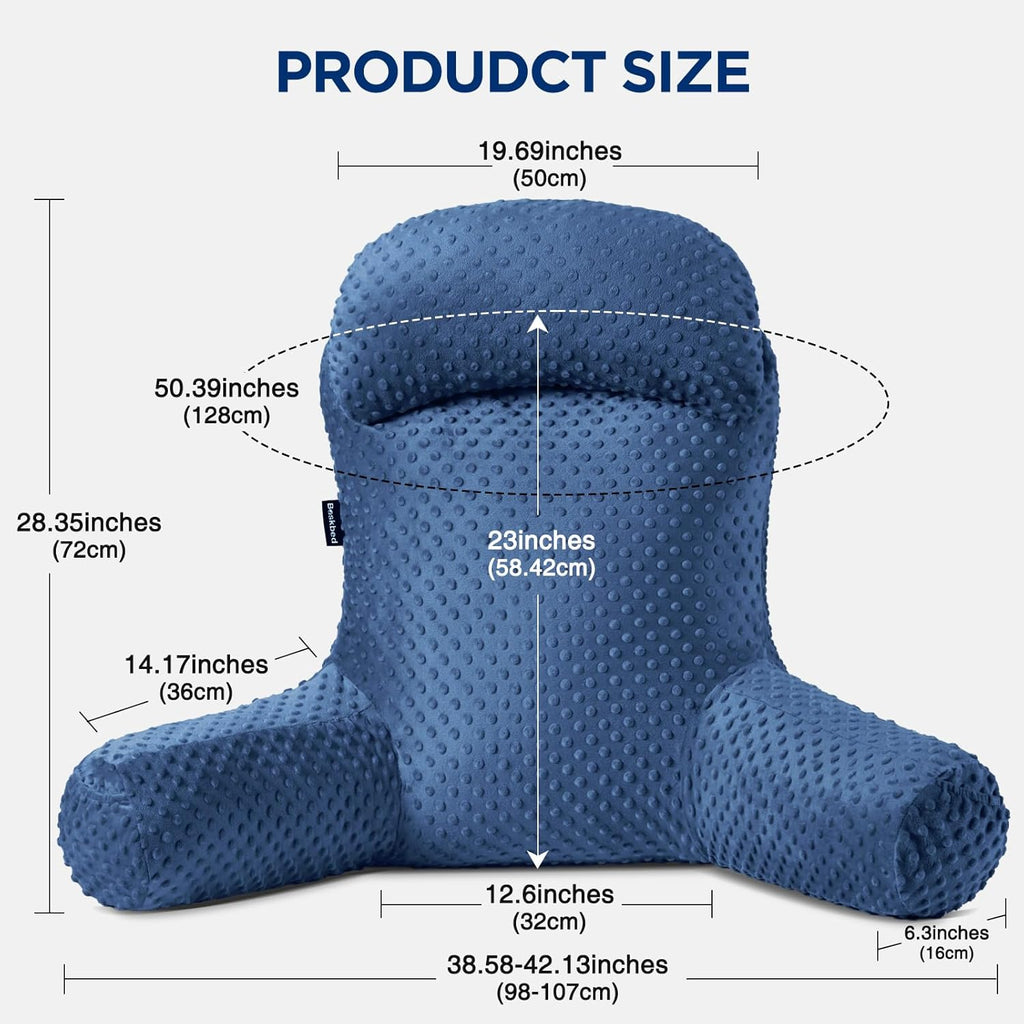 Reading Pillow for Sitting in Bed Couch Adult, Back Pillow for Bed Sitting Up, Back-Rest Support Cushion with Pockets and Arms, Watching…