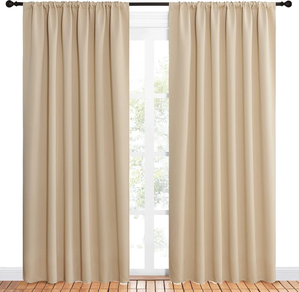 NICETOWN Room Darkening Curtains for Bedroom - Triple Weave Home Decoration Thermal Insulated Solid Drapes for Patio Door (Biscotti…