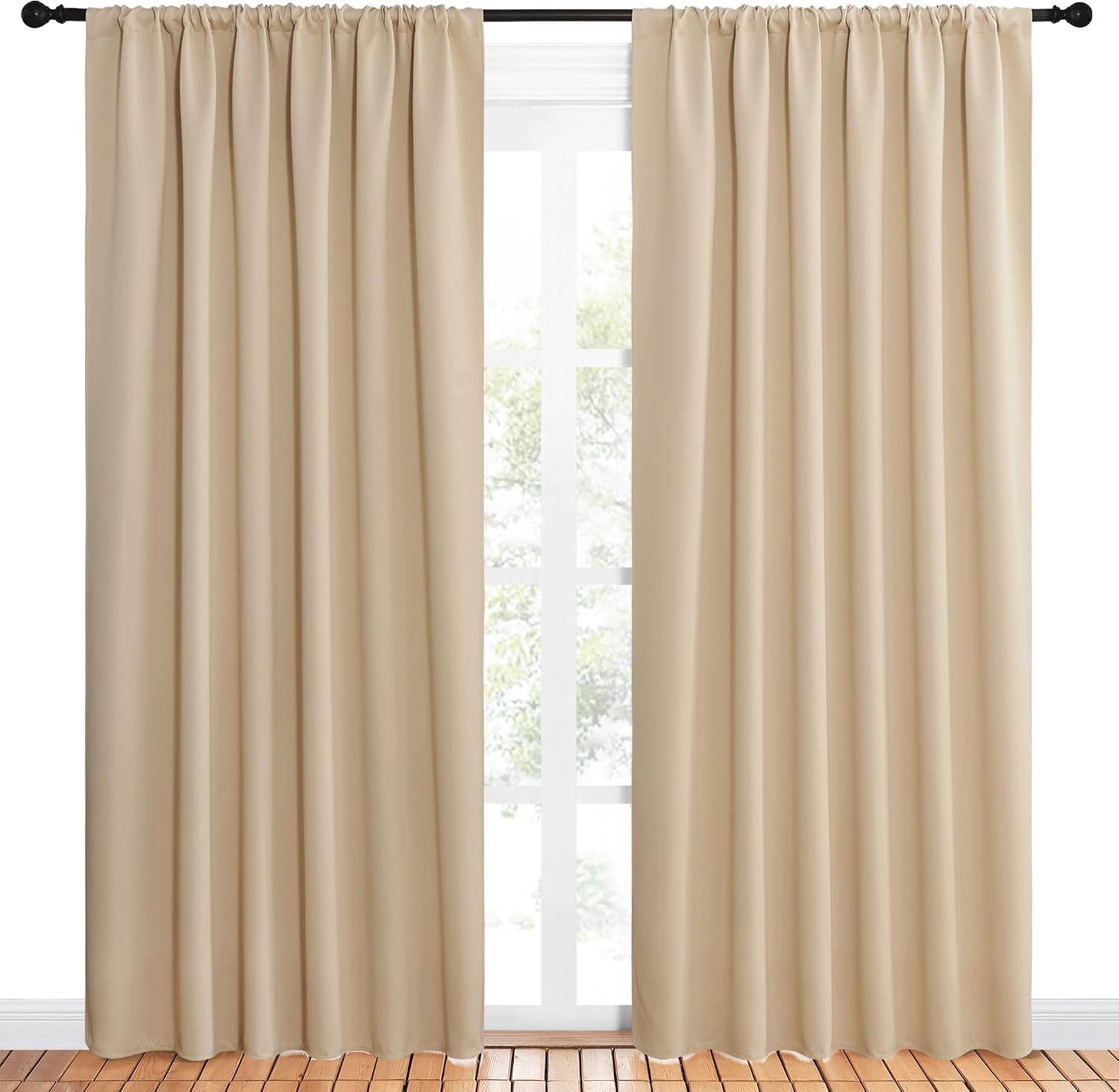 NICETOWN Room Darkening Curtains for Bedroom - Triple Weave Home Decoration Thermal Insulated Solid Drapes for Patio Door (Biscotti…