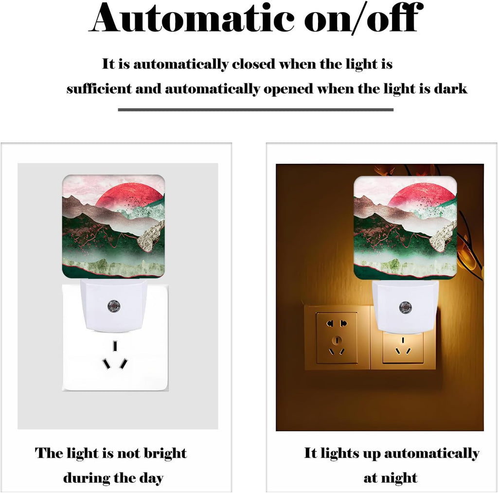 Abstract Mountains Night Light, Plug Into Wall Decor for Stairway, Hallway, Kitchen, Dusk to Dawn Sensor Nightlights for Boys/Girls/Women/Men…