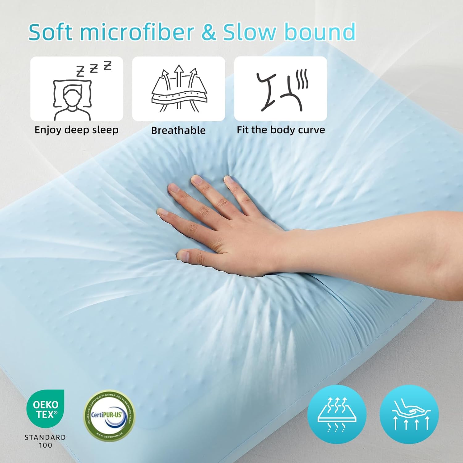 SAPHREAS Cooling Gel Memory Foam Pillow for Sleeping, Standard Size 4In Cool Bed Pillow for Side, Back and Stomach Sleepers, Removable &…