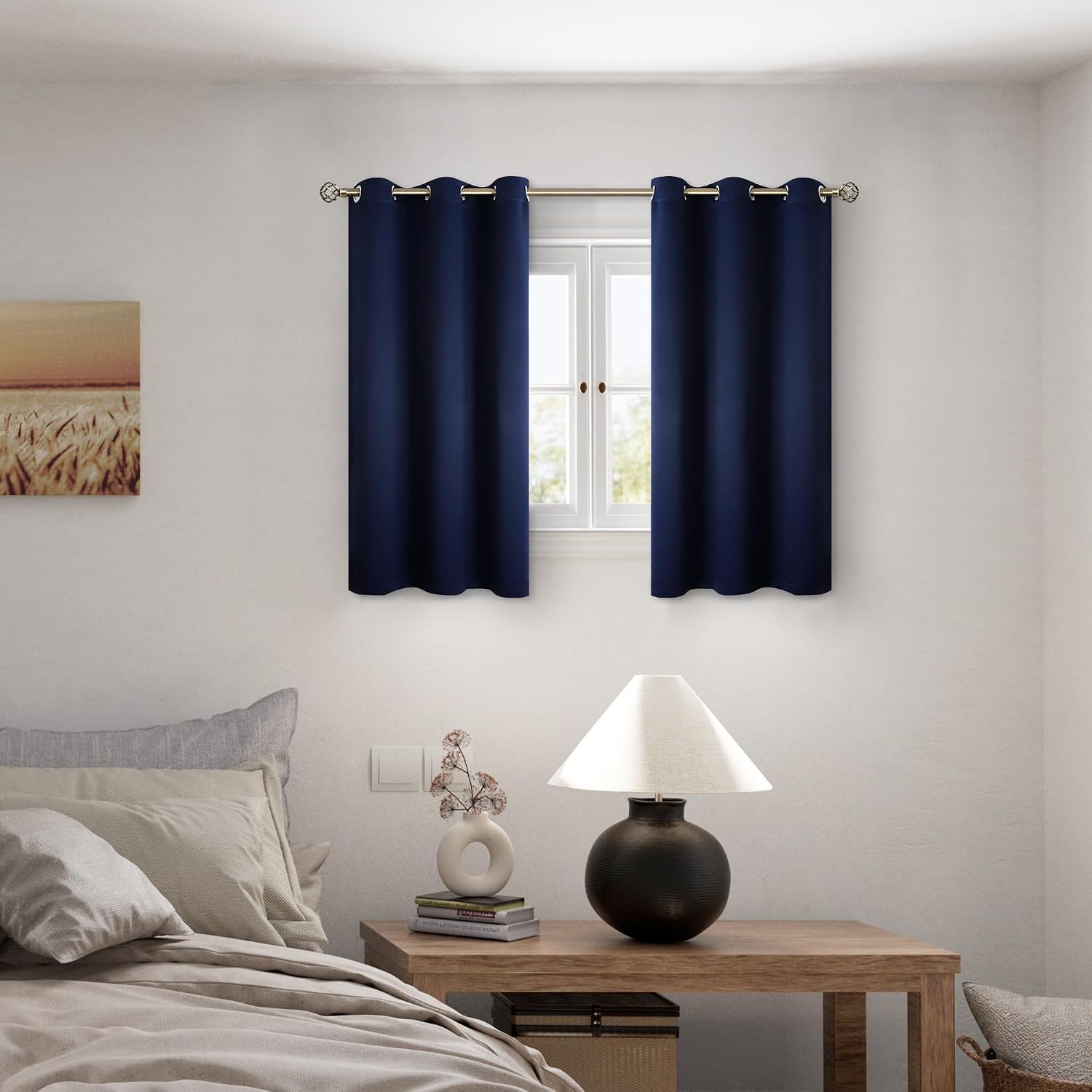 BGment Short 100% Blackout Curtains for Bedroom, Thermal Insulated Energy Efficiency Noise Reducing Grommet Curtains 54 Inch Length with Li…
