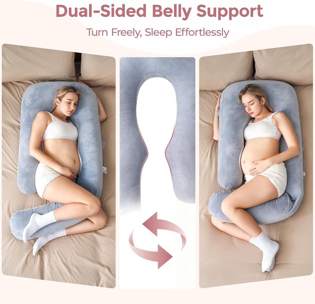 Momcozy Pregnancy Pillow for Sleeping, Dreamlign U Pro Maternity Pillow with Adjustable Leg Pillow, Removable Cover - Support for Back, Hip…