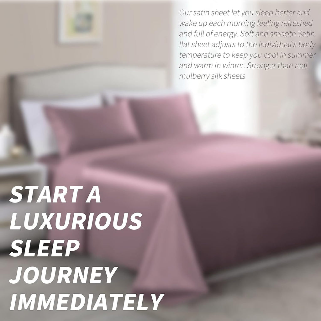 Cobedzy Satin Sheets Queen Size, 4 Pcs Silky Soft Satin Bed Sheets Queen Set with Deep Pockets, Extra Smooth & Luxurious Microfiber Sheet f…