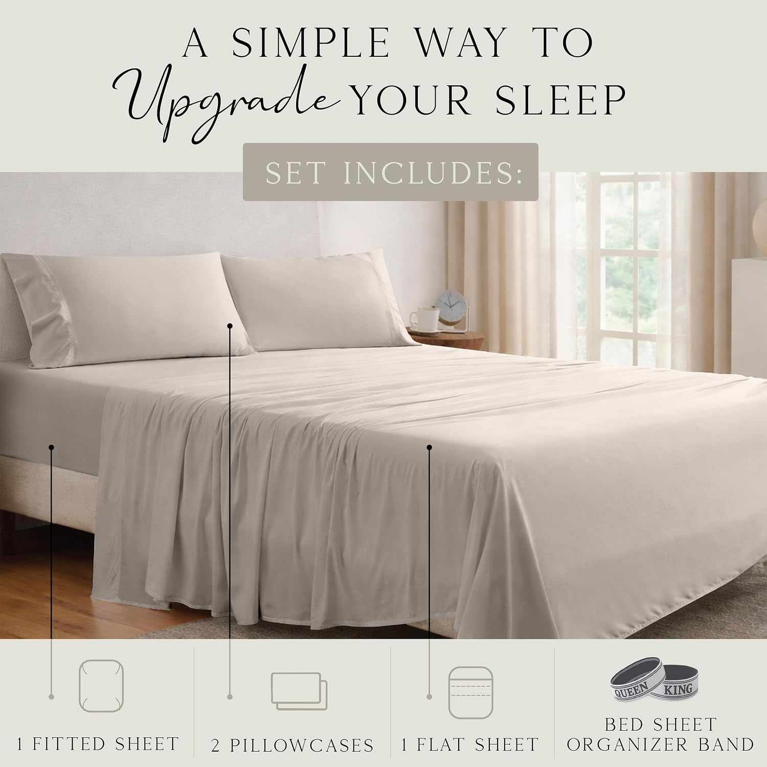 KARISSA MAE Pure Viscose from Bamboo Cal King Size Sheet Set | 100% FSC Certified | Luxuriously Soft | Cooling | 18" Deep Pocket w/Corner…