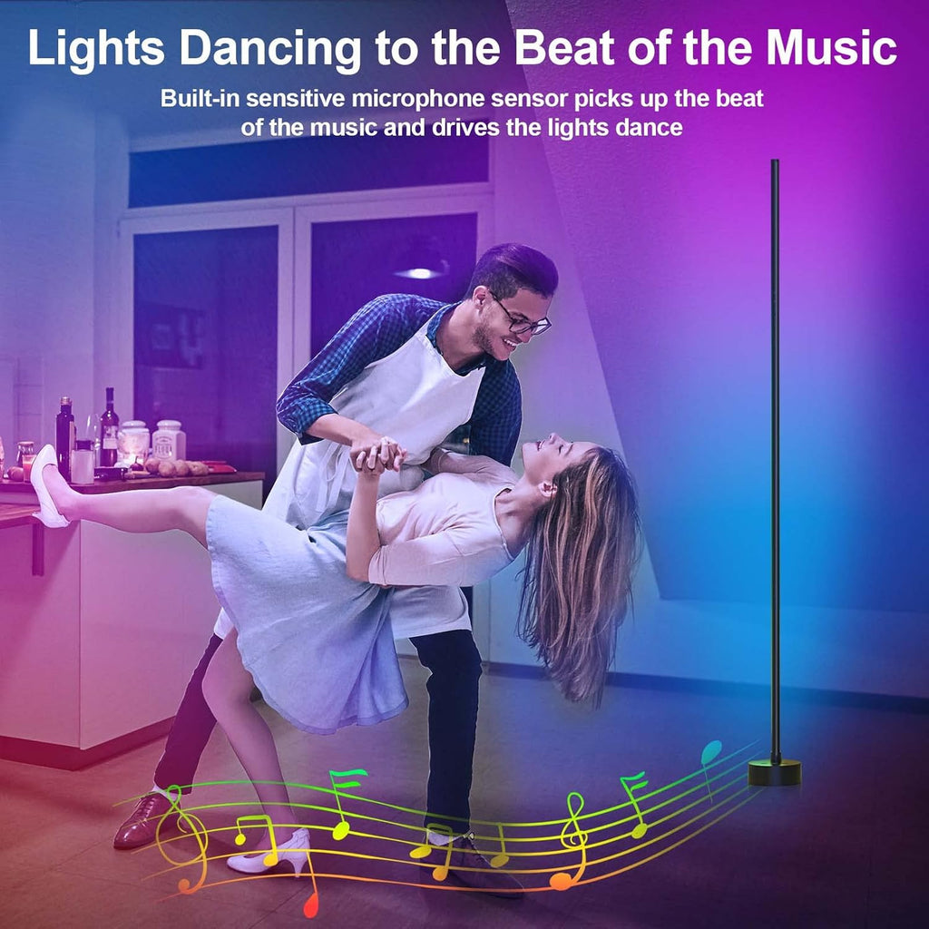 Miortior Corner Floor Lamp LED, 2-Pack Corner Lamp with App/Remote/Button Control, Smart RGB Floor Lamp with Music Sync, 16 Million DIY…