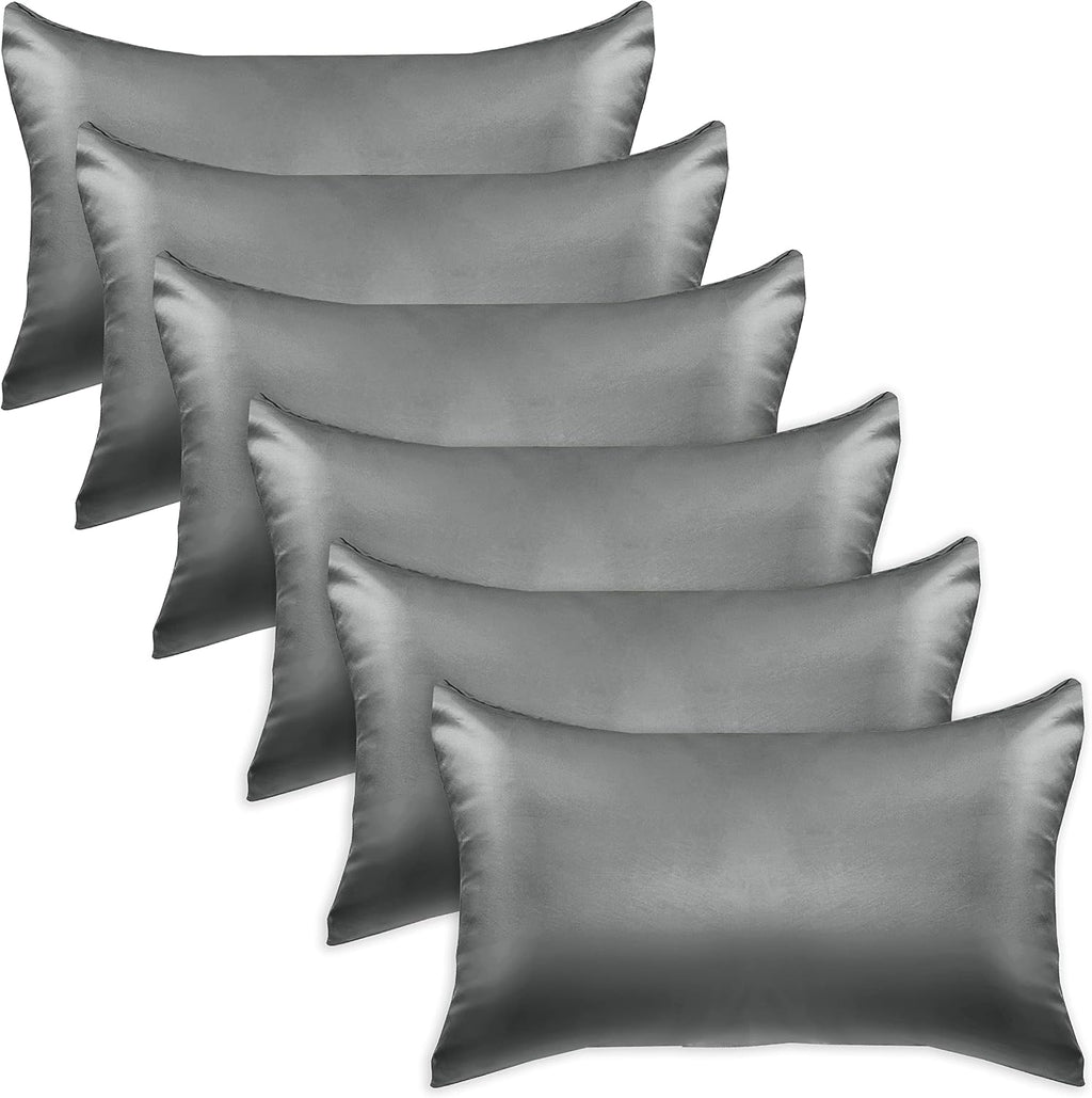 Elegantcomfort Elegant Comfort 6-Pack Standard/Queen Viscose Satin Pillowcase Set with Hidden Zipper Closure, Silky Smooth for Hair and Ski…
