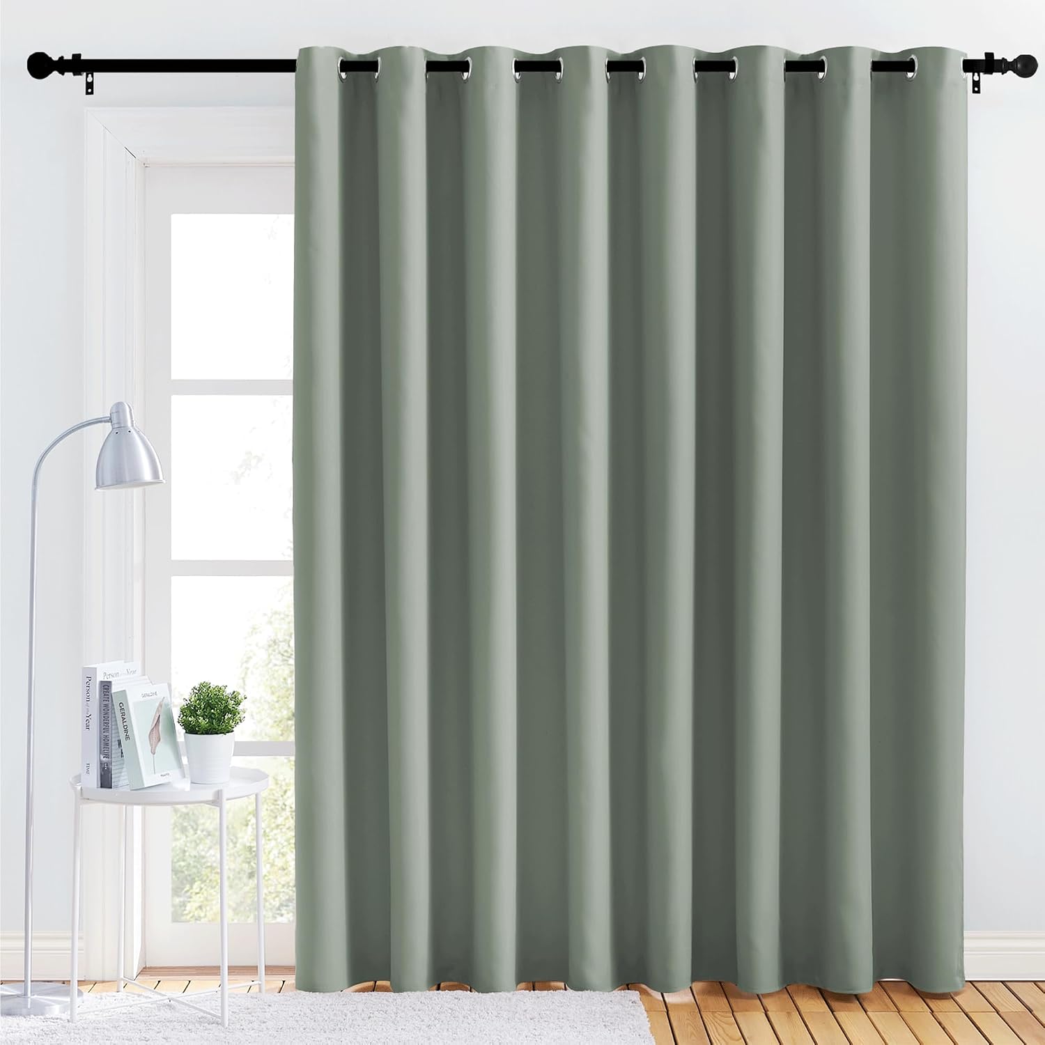 NICETOWN Lower Noise Room Divider Curtain Screen Partitions, Sage Green, 1 Panel, 84" Tall x 120" Wide, Blackout Sound Reducing Divider…