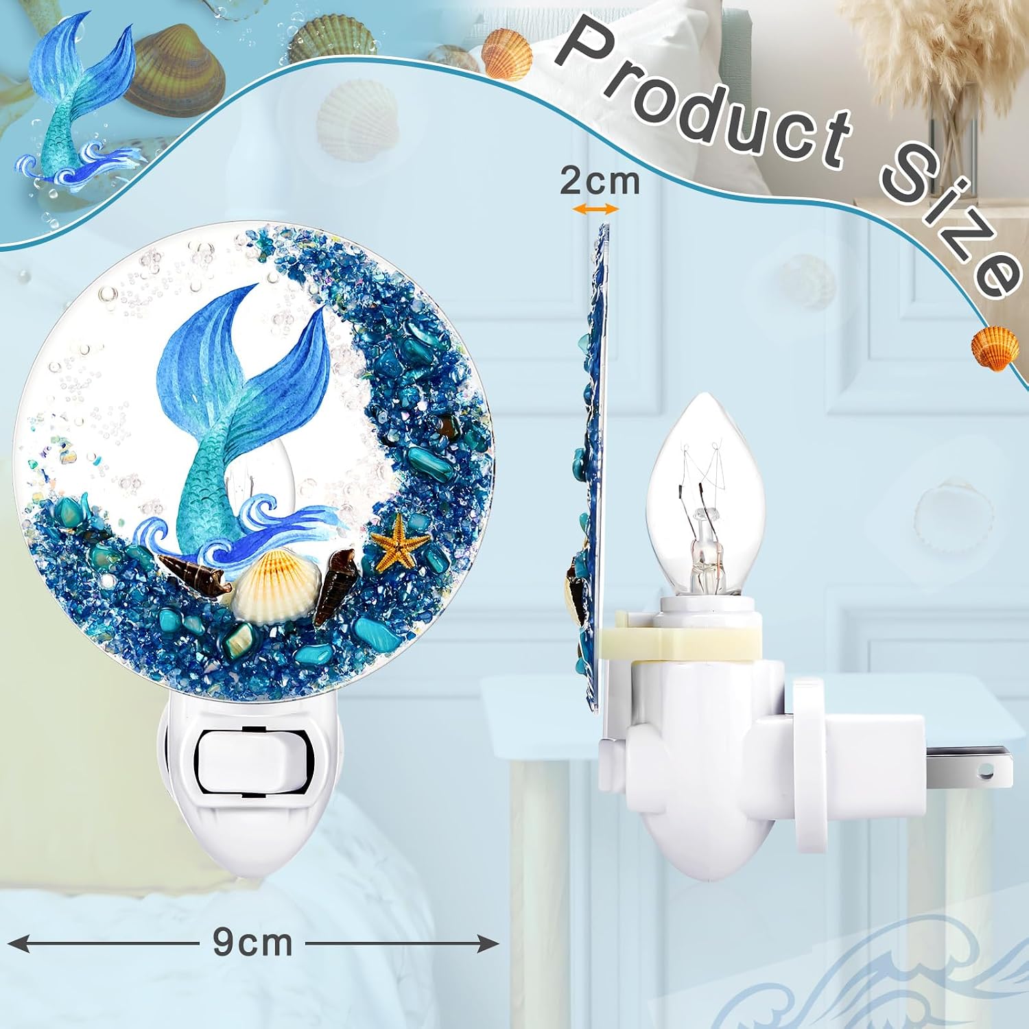 Hortsun Plug in Seashell Night Light Ocean Sea Animal Decorative Night Light Plug in Beach Lamps Vintage Ocean Lamps for Adult for Home…
