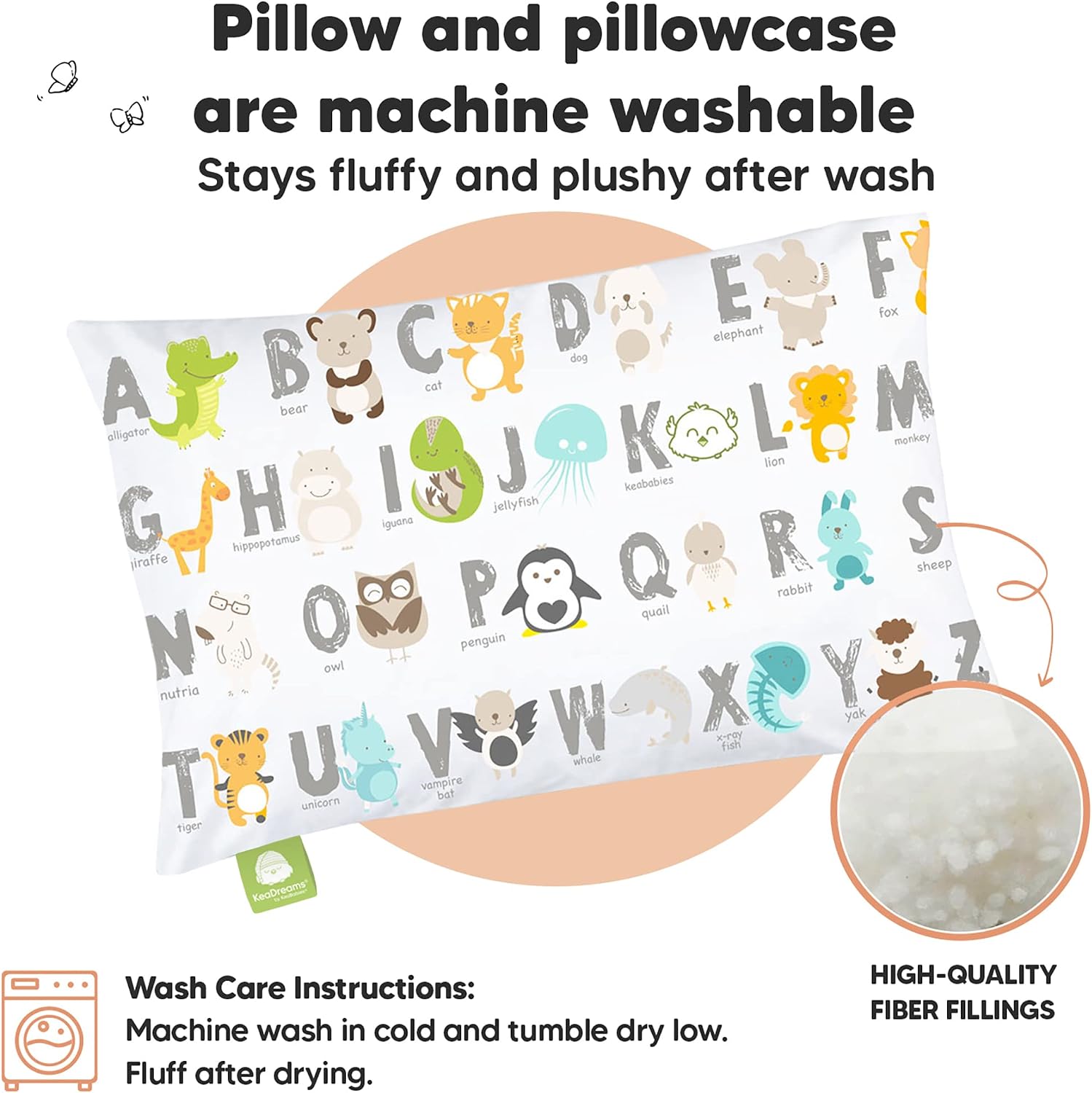 Toddler Pillow with Pillowcase - 13x18 My Little Dreamy Kids Travel Bed Pillows for Sleeping, Organic Cotton Small Pillowcase, Soft &…
