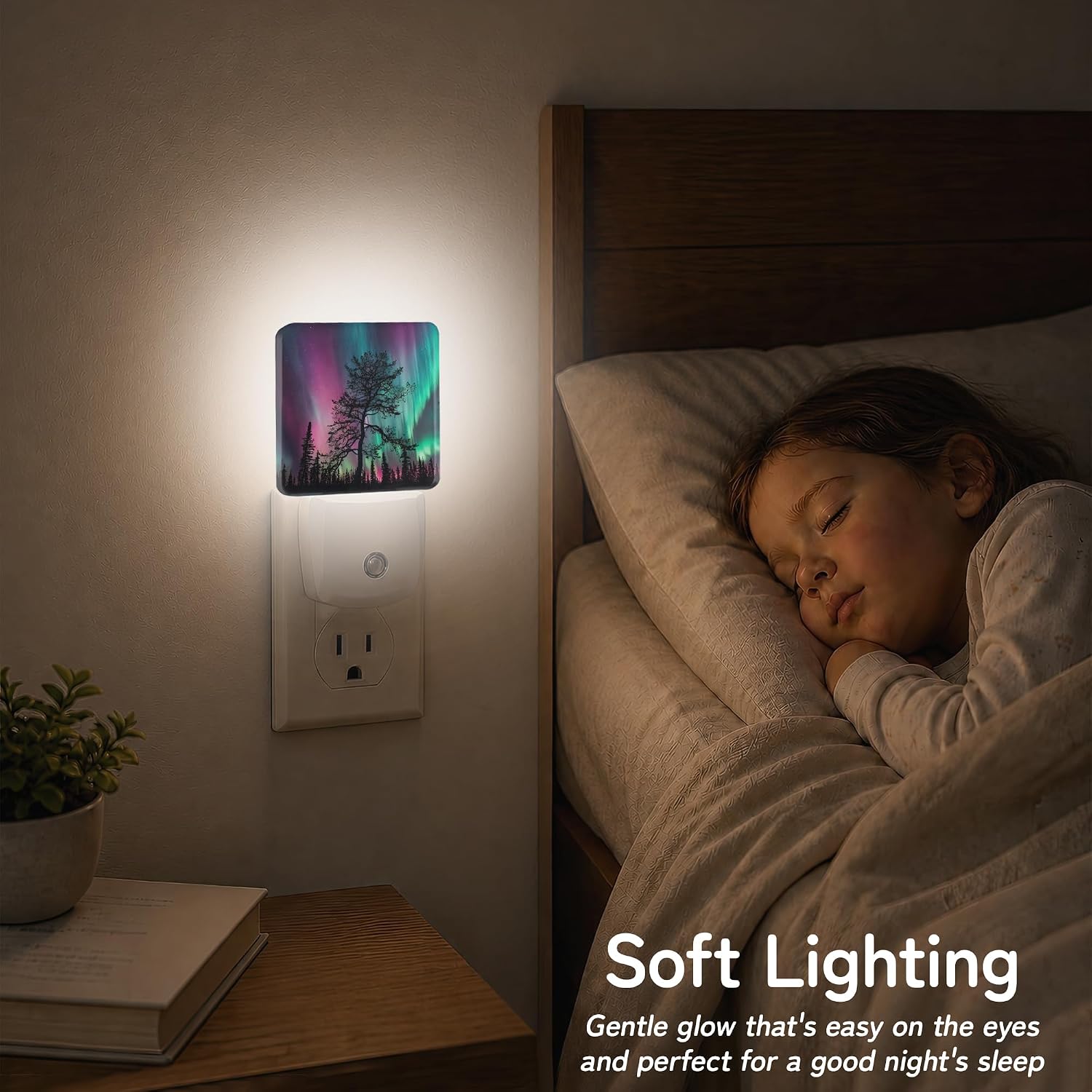 Aurora Forest Night Night Lights Plug into Wall, Night Light with Dusk to Dawn Sensor for Bedroom Bathroom Kitchen Hallway Stairs…