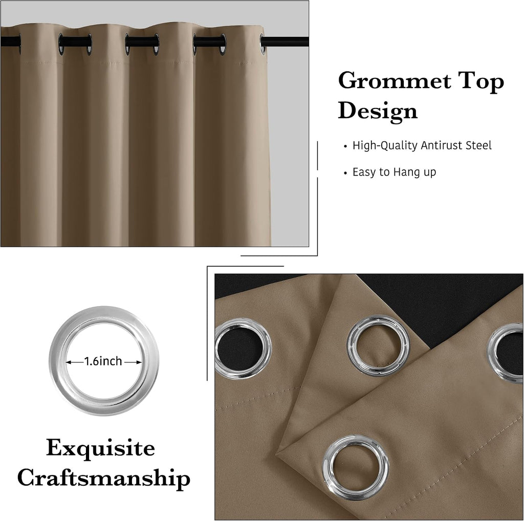 Rybhome RYB HOME Extra Wide 100% Blackout Patio Door Curtain 96 inch Long, Grommet Room Darkening Room Divider Drapes, Sliding Door Curtain…