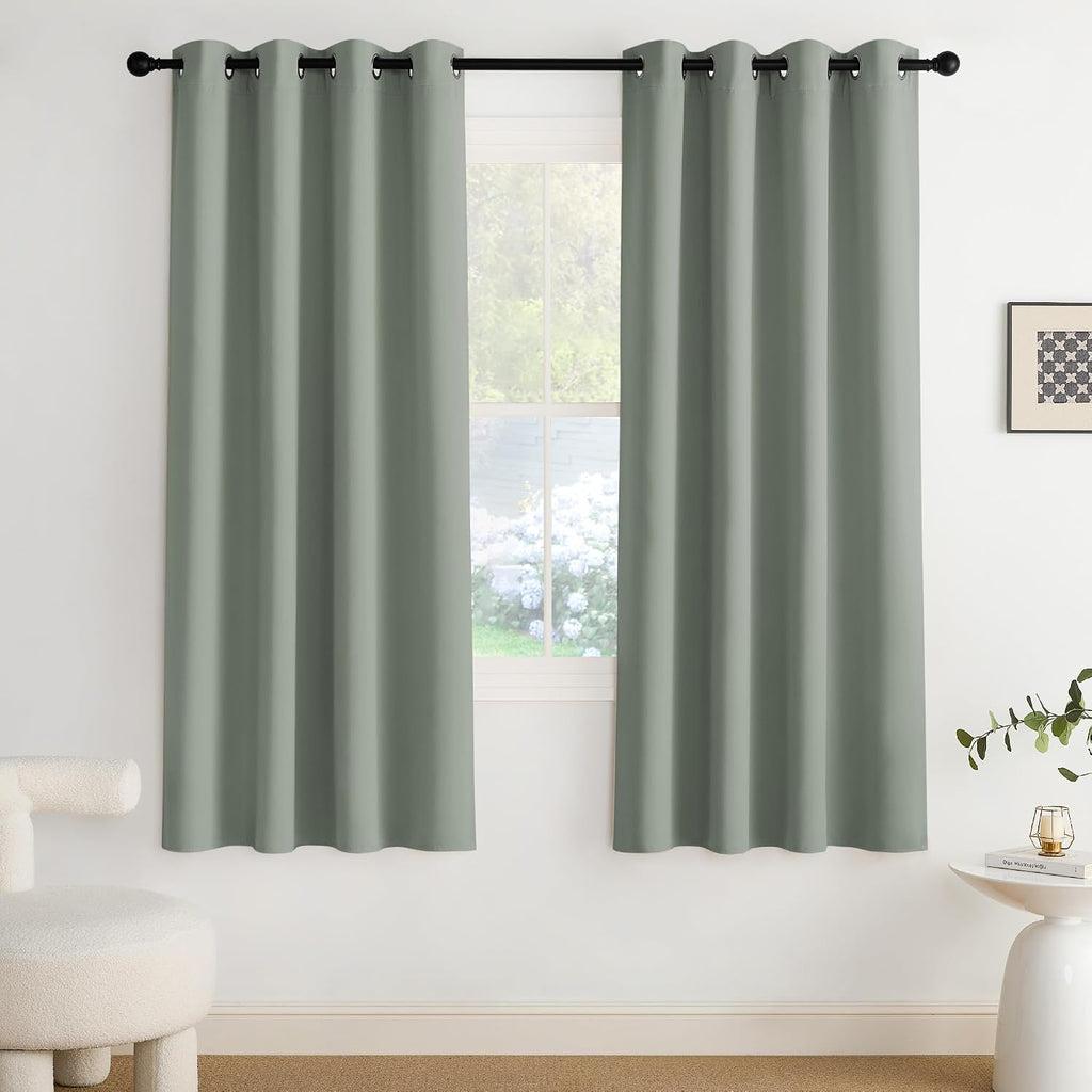 Nicetown Blackout Curtains Grommet 2 Panels 72 Inches Long, Sage Green 72 Inches Green