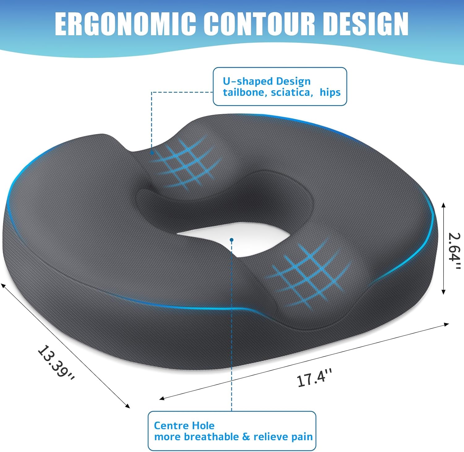BlissTrends Donut Pillow Seat Cushion, Donut Chair Cushions for Postpartum Pregnancy & Hemorrhoids, Tailbone Cushion, Memory Foam Lifting Cush…