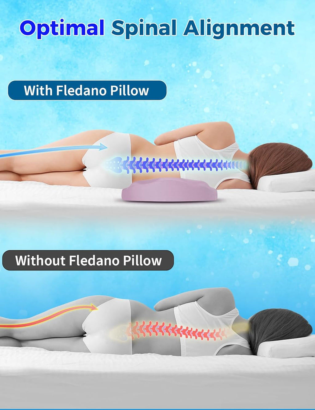 Fledano Lumbar Support Pillow for Bed – Floor Pillows & Cushions - Memory Foam Lower Back Pillow for Sleeping, Ergonomic Lumbar Pillow for…