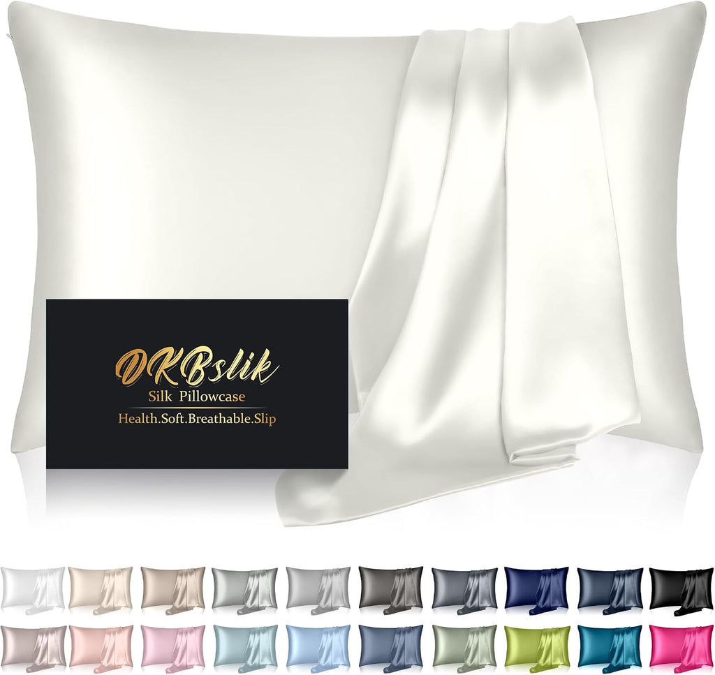 Home Mulberry Silk Pillow Cases Queen Size, Silk Pillowcase for Hair and Skin, Anti Acne Cooling Beauty Sleep Both Sides Natural Silk Satin…