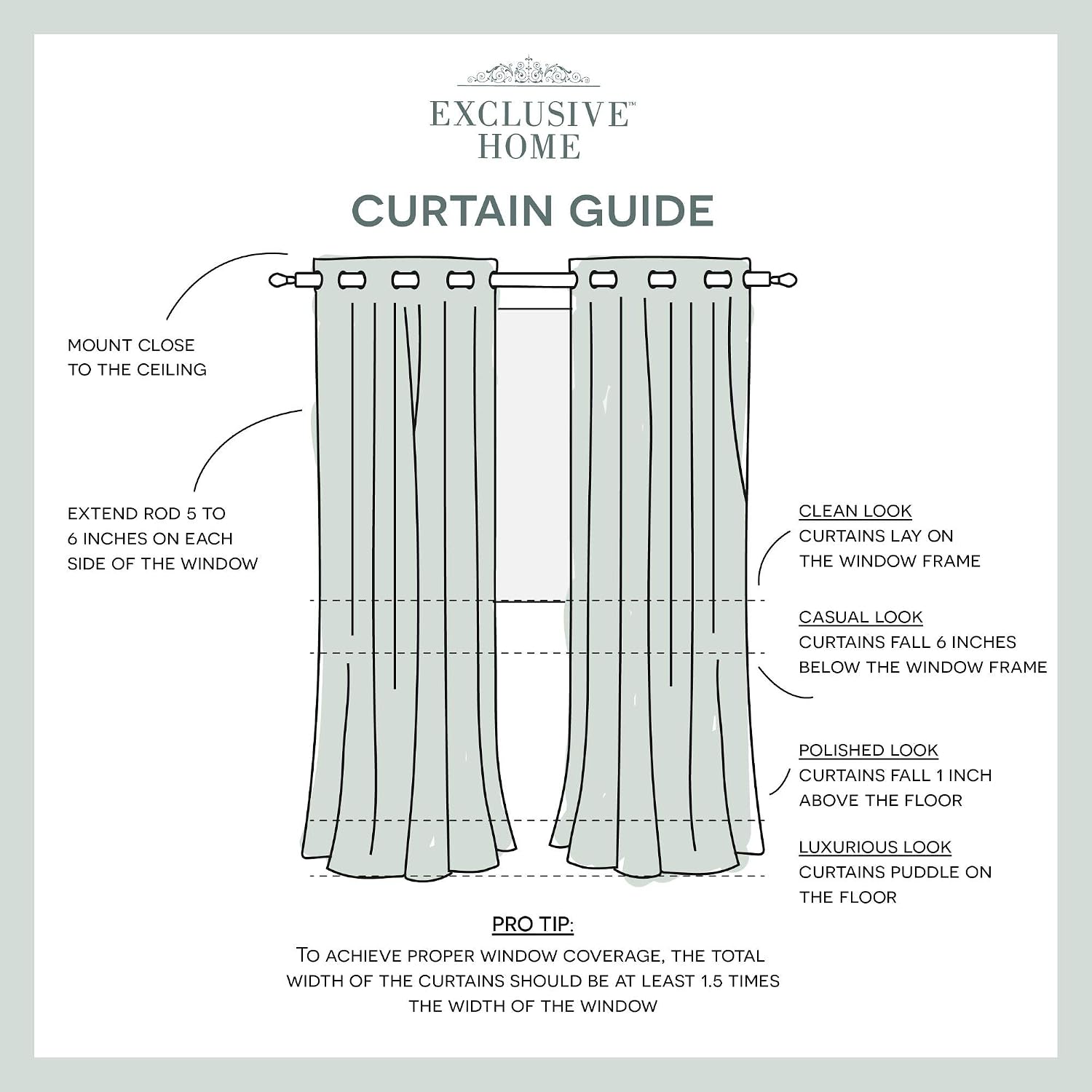 TOWN & COUNTRY LUXE Talia Double Layer Indoor Curtains, Sheer and Room Darkening Blackout, Grommet Top, Energy Efficient, 2-Pack Set…