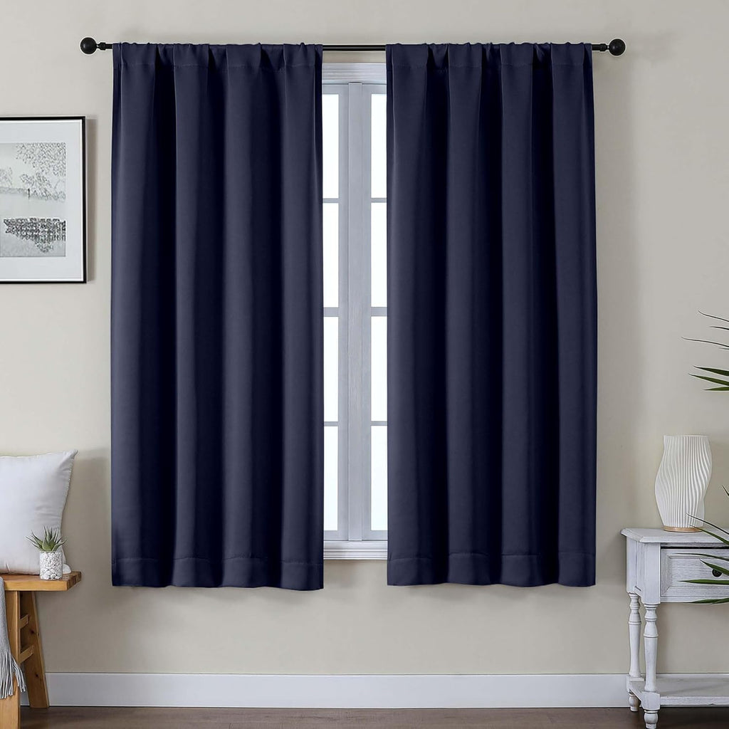 Gwine Blackout Curtains for Living Room 63 Inch Long, Thermal Insulated Window Treatment Black Out Curtains for Bedroom Decor with Rod…