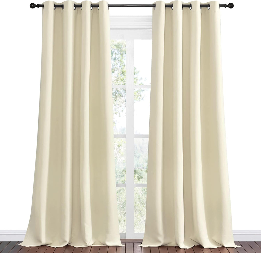 Nicetown Beige Room Darkening Curtains 90" Long for Boho Farmhouse Home Decoration, Window Treatment Total Privacy Drape Panels for Bedroom…