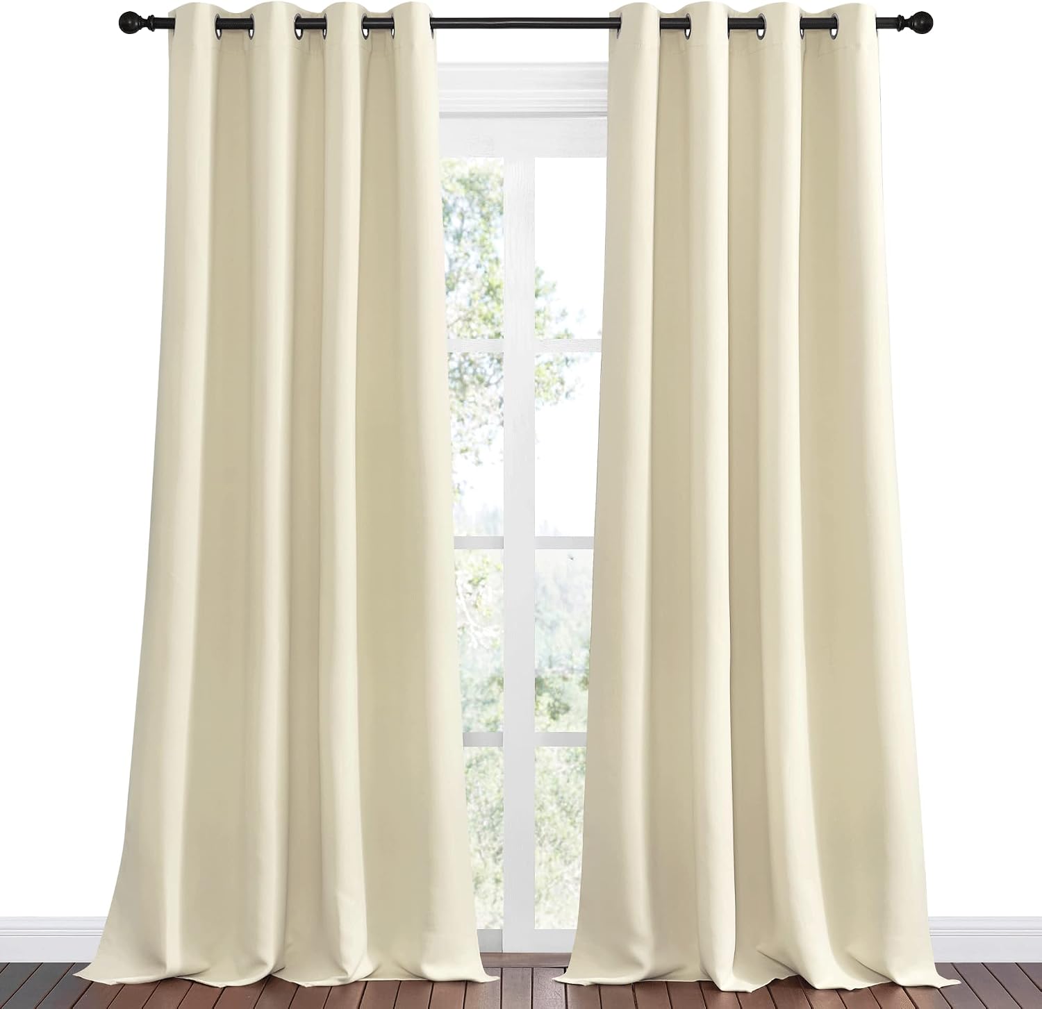 Nicetown Beige Room Darkening Curtains 108" Long for Boho Farmhouse Home Decoration, 55" Wide, Set of 2, Window Treatment Total Privacy Dra…