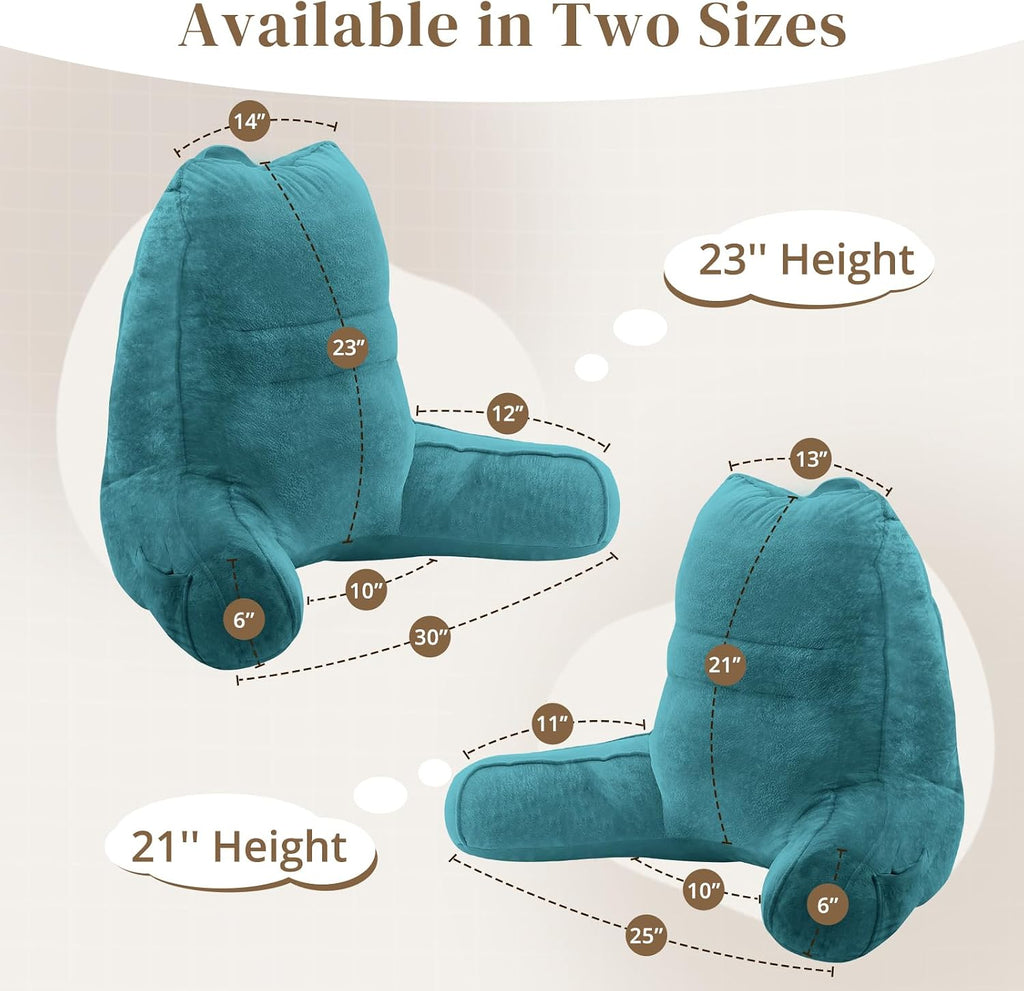 Sasttie Reading Pillow, Pillows for Reading or Relaxing – Ergonomic Support for Head, Neck, Back, and Lumbar, 23-Inch, Teal Blue