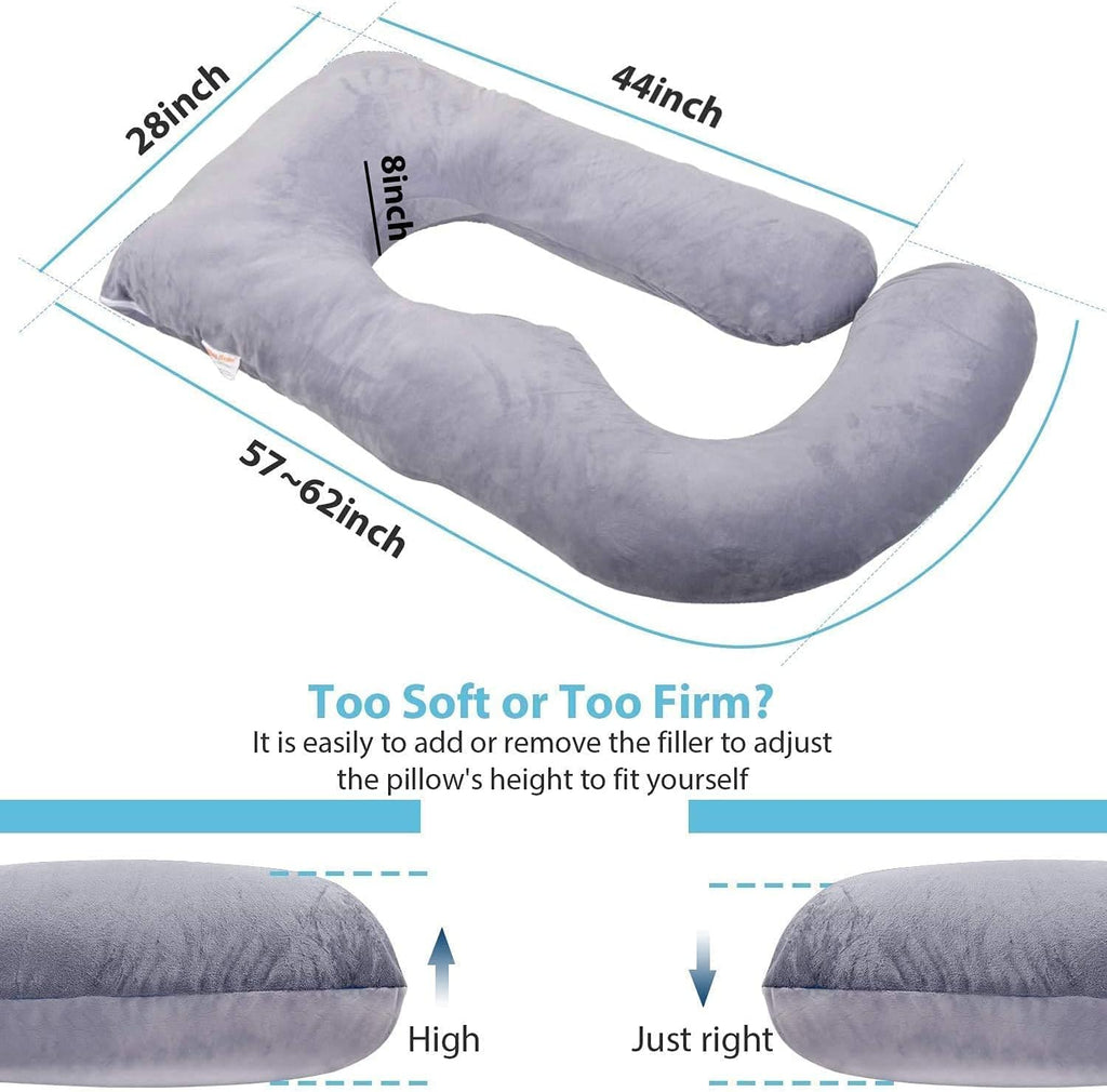 Jcickt Pregnancy Pillow J-Shaped Full Body Pillow,59 inch with Jersey Cover Easy to Remove and Wash, Support Pregnant Women's Backs Legs an…