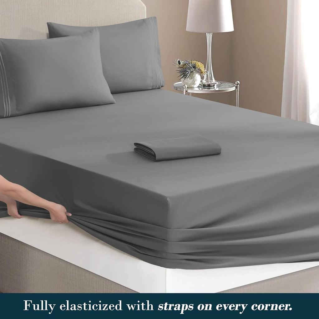 MocassiLuxuryBedding Mocassi Luxury 6-Piece Sheet Set, Ultra Soft 1800 Hotel Quality Microfiber Sheet Set, Fits Mattresses Up to 18 to 24 I…
