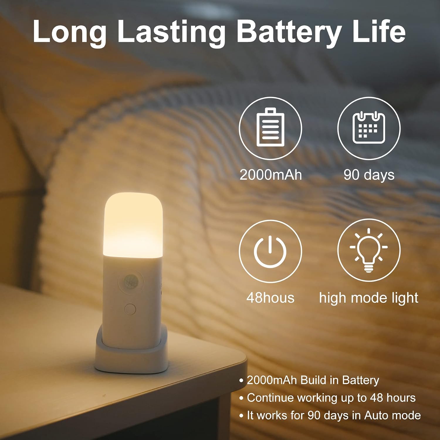YELKO Rechargeable Motion Sensor Night Light, Battery Operated nightlights, Dimmable Motion Sensor Light Indoor, Cordless Motion…