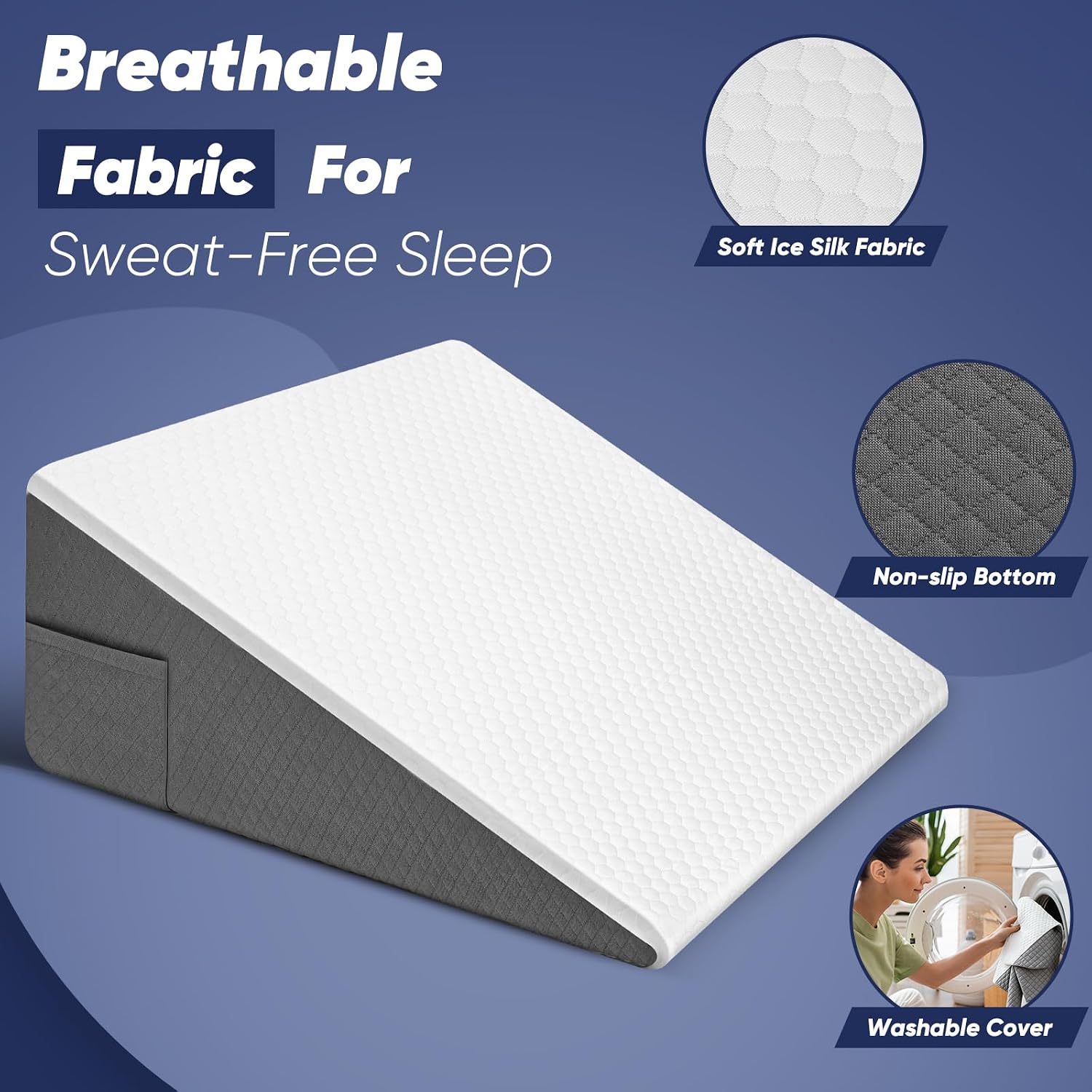 Bed Wedge Pillow for Sleeping, Reading & Resting, 10 inch Cooling Memory Foam Incline Pillow Wedge for Adults Seniors, Ideal for Couch…