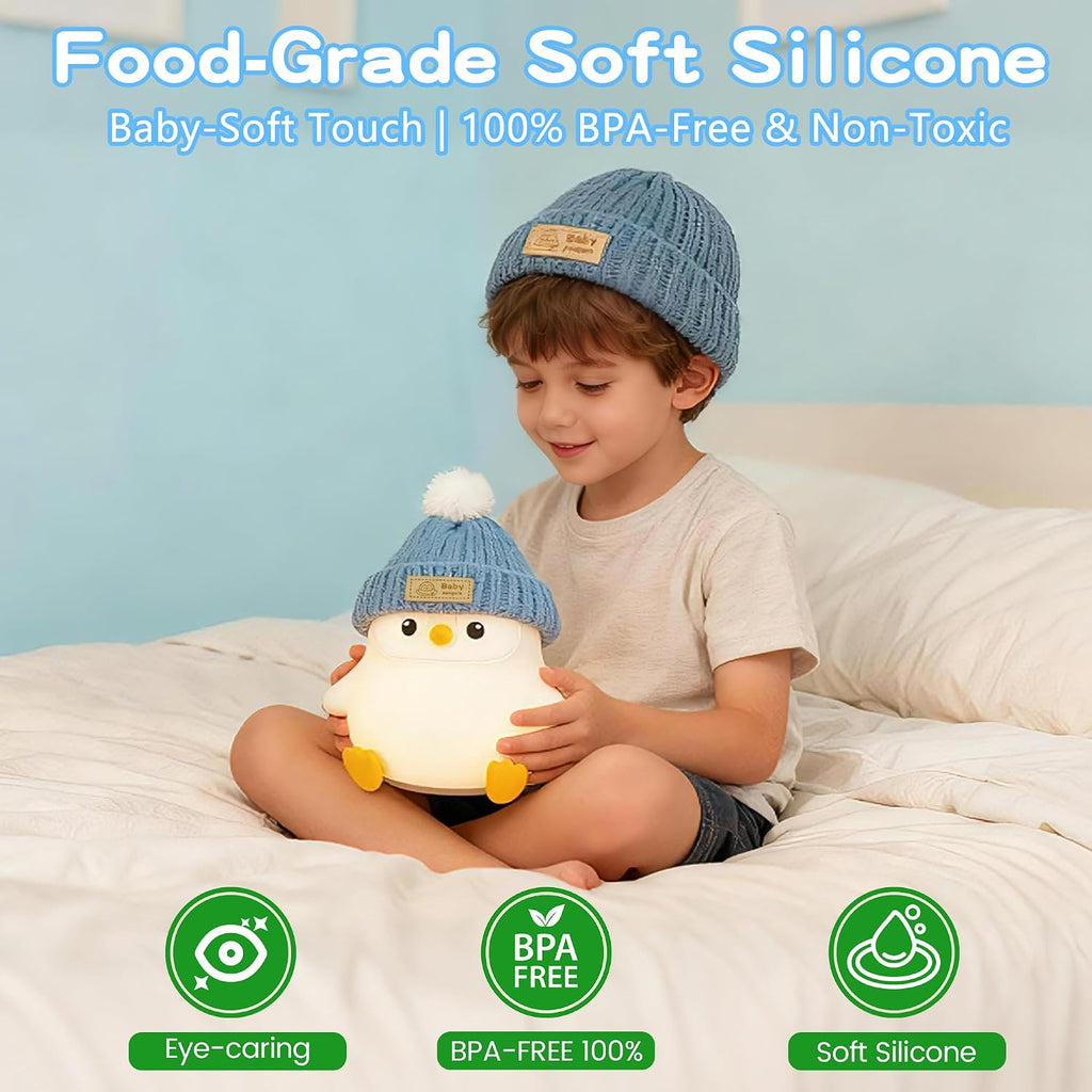 FAMIDUO-BrightenYourLife FAMIDUO Penguin Night Light with Knit Hat, Cute Silicone Nursery Lamp - Dimmable Squishy Animal Light - Heartwarmi…