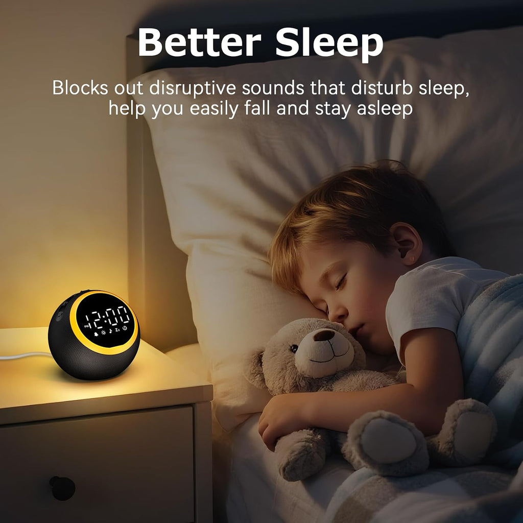 Alarm Clock with White Noise: White Sound Machine with 30 Soothing Sounds, 10 Soft Wake-Up Sounds, 32 Adjustable Volume & Timer, Memory…