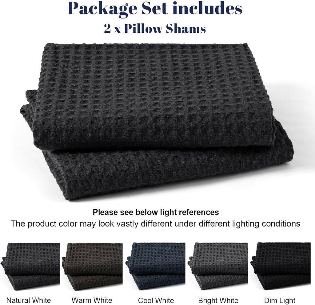 Phf Ultra Soft Waffle Weave Euro Shams Pillow Covers, No Filling, 2 Pack 26" x 26" Bed Cushion Covers, Breathable & Skin-Friendly Bed Pillo…