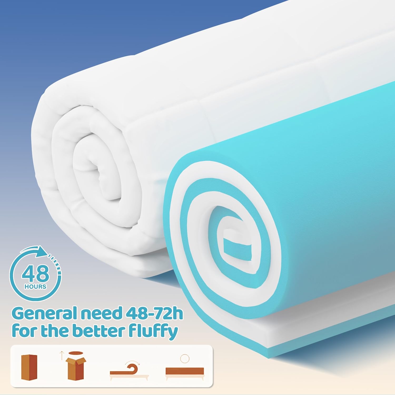 Mattrelax 4 Inch Memory Foam Mattress Topper Queen, 2" Cooling Gel Memory Foam + 2" Plush Pillow Top Mattress Pad, 2-in-1 Dual Layer Design…