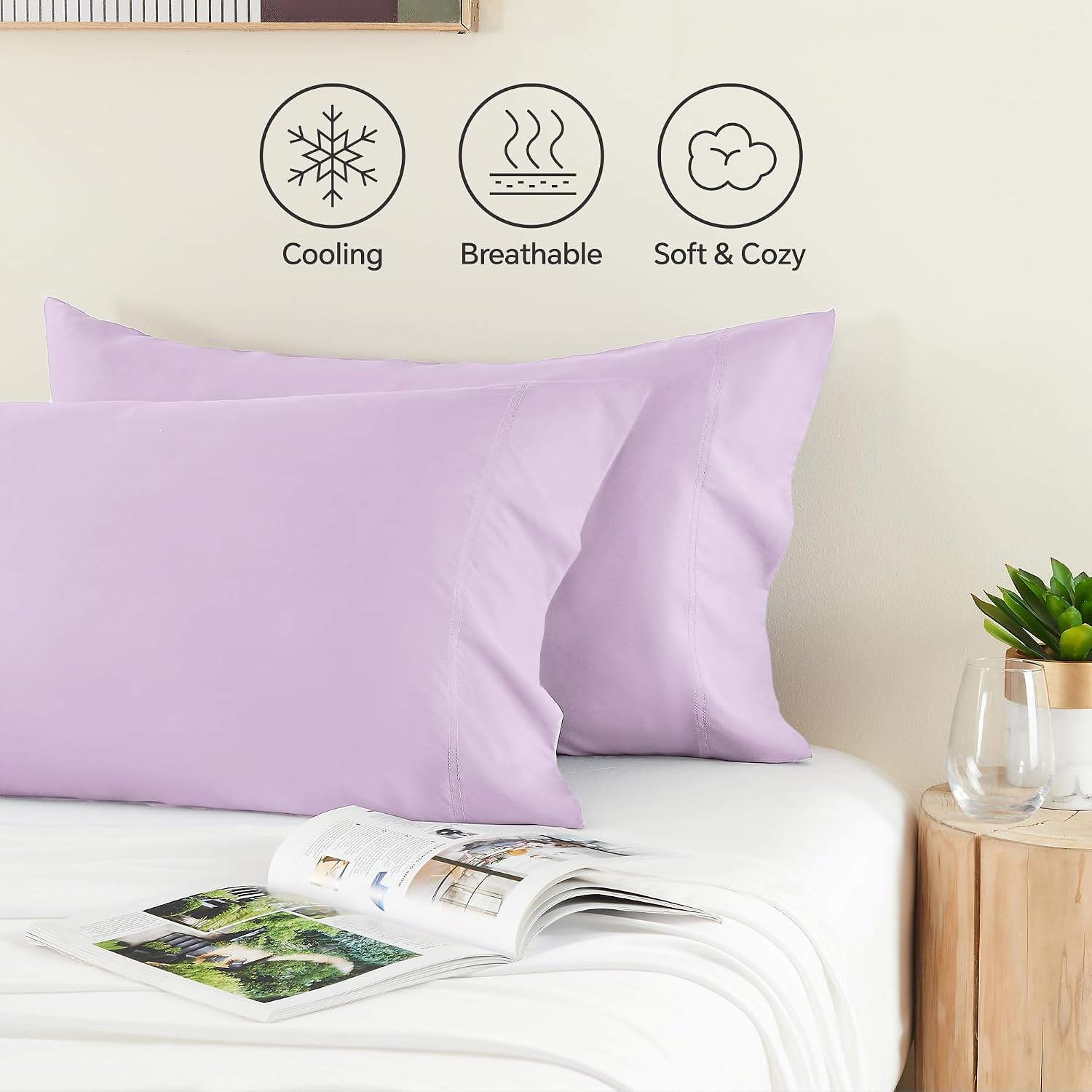 Bedelite King Size Pillow Cases Set of 2, Rayon Derived from Bamboo, Cooling Pillow Cases for Hot Sleepers & Night Sweats, Breathable and S…