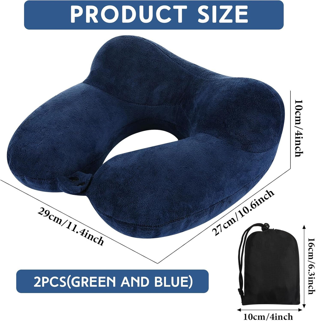 Sintuff 2 Pack Inflatable Travel Pillow for Airplanes Inflatable Neck Flight Pillows with Compact Bag and Blindfold for Traveling…