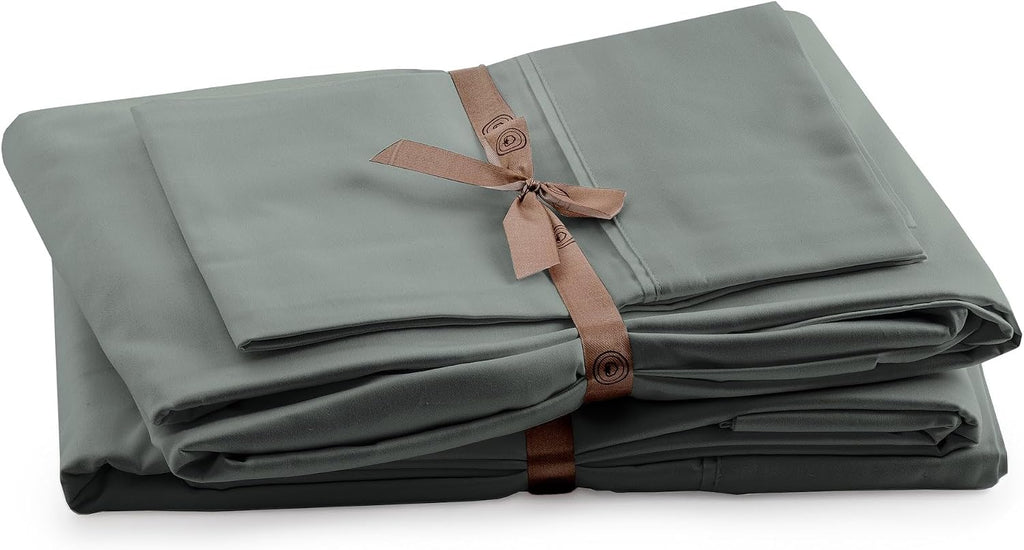 Perupima Peru Pima 415 Thread Count Percal Queen Sheet Set - 100% Peruvian Pima Cotton, 4 Piece (Flat, Fitted, 2 Pillowcases) - Cooling, Cr…