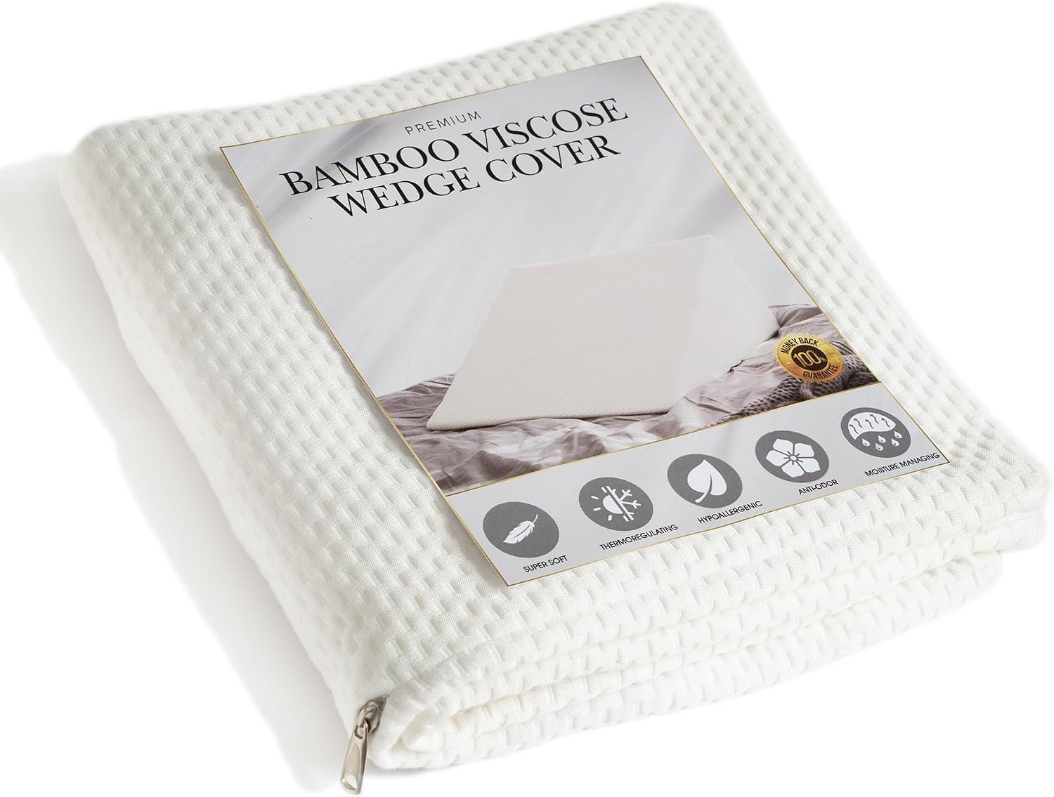 PLANETOFBAMBOO Bamboo Viscose Top Layer Wedge Pillow Case Cover, Moisture-Wicking, Cooling and Breathable Wedge Pillow Cover with Zipper…