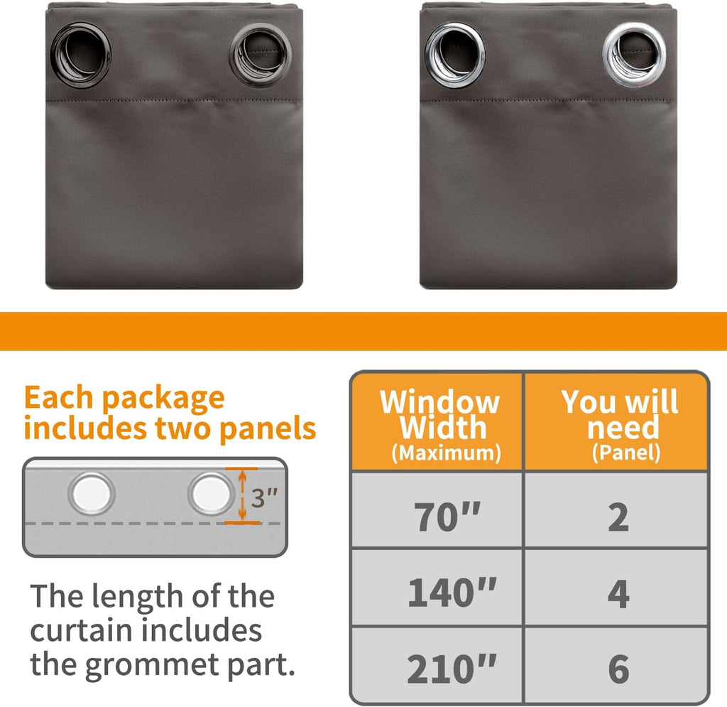 YoungsTex Blackout Curtains for Bedroom - Thermal Insulated with Grommet Top Room Darkening Noise Reducing Curtains for Living Room, 2 Pane…