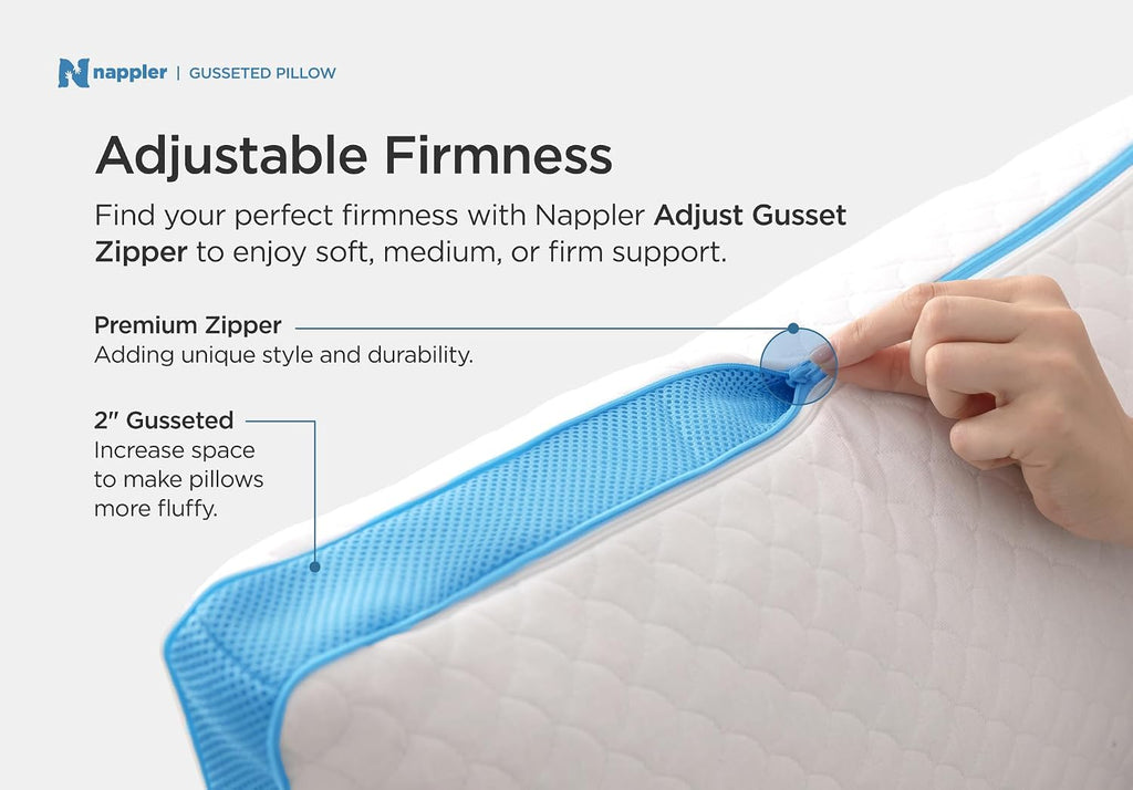 Nappler Side and Back Sleeper Pillow for Neck and Shoulder - Shredded Memory Foam Bed Pillow for Sleeping - 100% Adjustable Fill - King Siz…