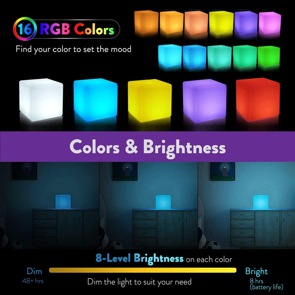 Mr.Go 4-inch Dimmable LED Night Light Mood Lamp for Kids and Adults - 16 RGB Colors - 8 Level Dimming - 4 Lighting Effect - Rechargeable…