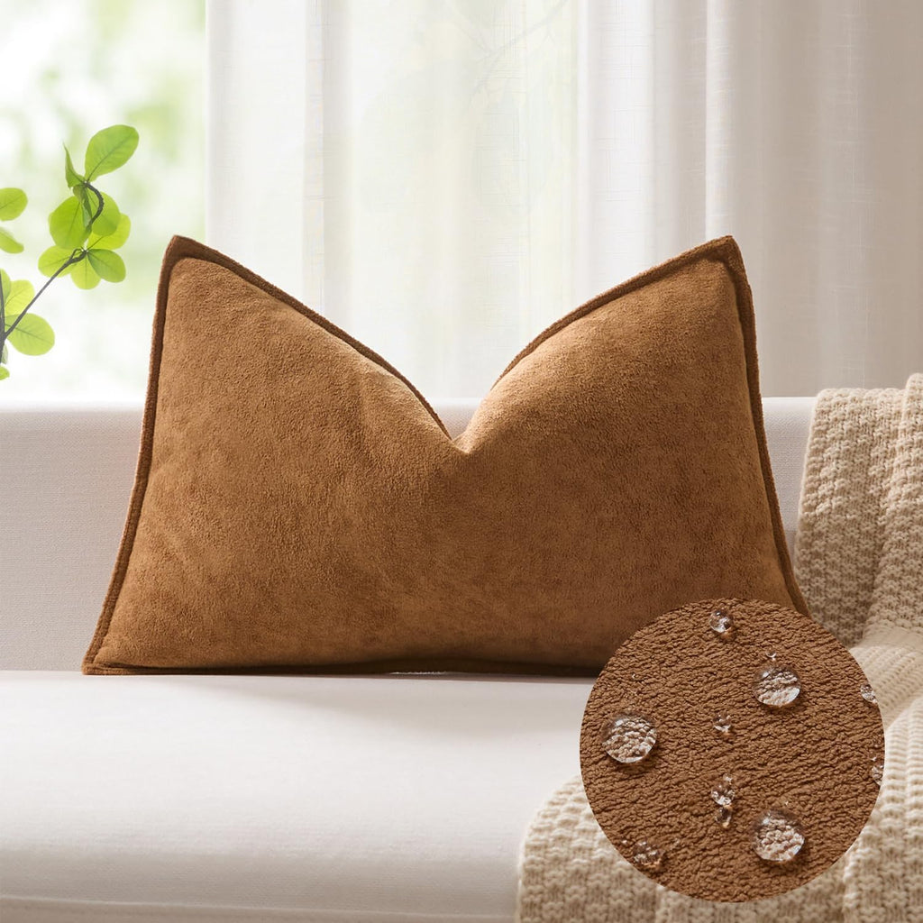 KevinTextile Kevin Textile 12x24 Inch Lumbar Pillow Cover 1 Pack Soft Boucle Textured Decorative Waterproof Rectangle Cushion Elegant Accen…