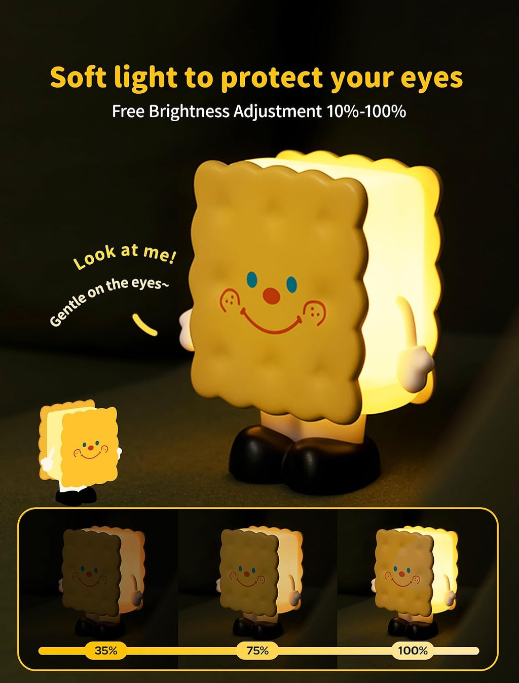Tarinks Biscuit Night Light for Kids, Rechargeable Baby Night Lights, Portable Sleep Nightlight, Cute Nursery Lamp, Table Lamps for Bedroom…