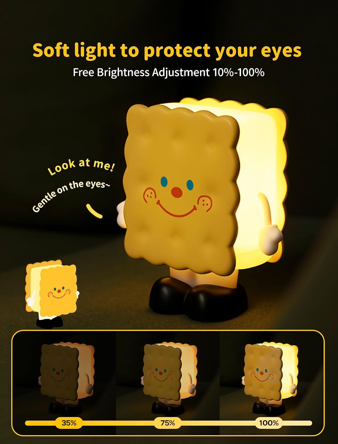 Tarinks Biscuit Night Light for Kids, Rechargeable Baby Night Lights, Portable Sleep Nightlight, Cute Nursery Lamp, Table Lamps for Bedroom…