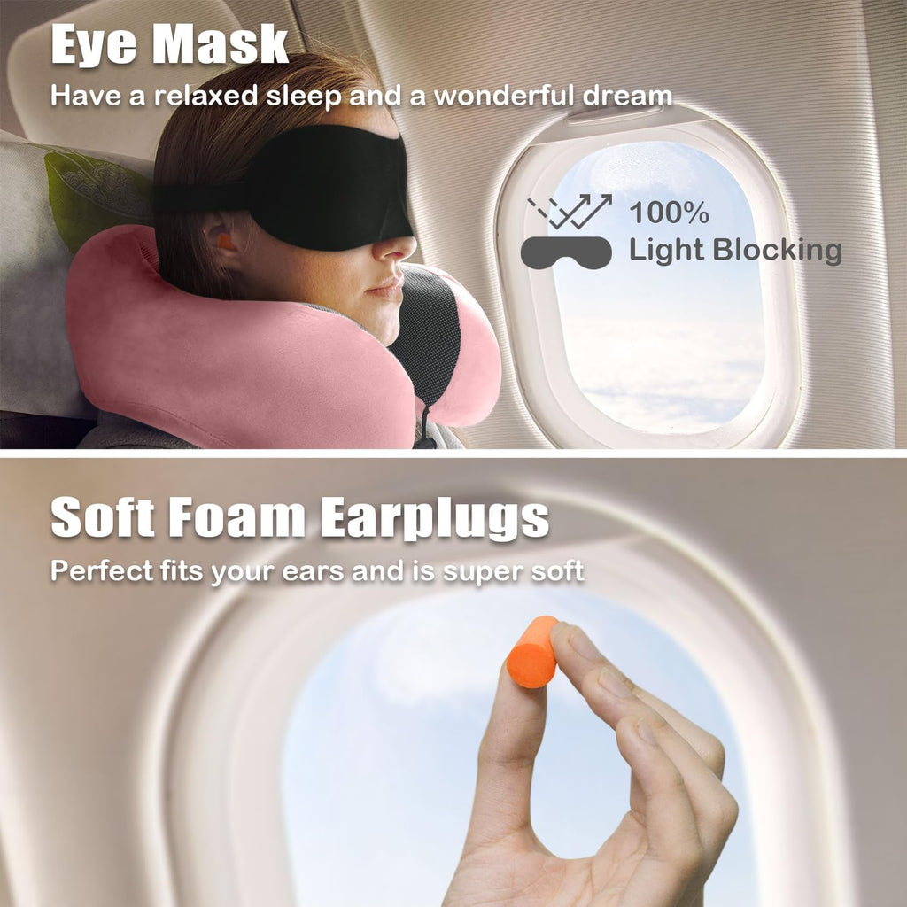 Elvodosia Travel Pillow, Memory Foam Neck Pillow for Traveling, U Shape Neck Pillow Airplane Portable Flight Pillow Travel Kit with…