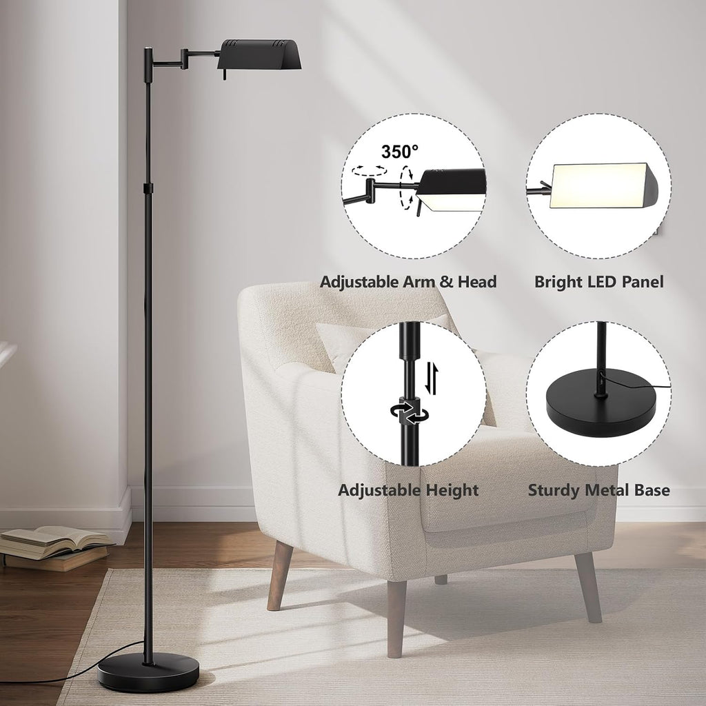 SUNMORY Dimmable LED Pharmacy Floor Lamp, 16W/1500LM Bright Reading Floor Lamp with Remote & Touch Control, 350°Swing Arm, Adjustable…