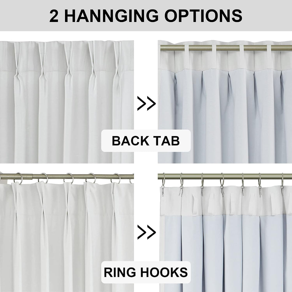 VisionHome Vision Home White Pinch Pleated Full Blackout Curtains 60 inch Wide Thermal Insulated Window Panels 108 inch for Bedroom Living…