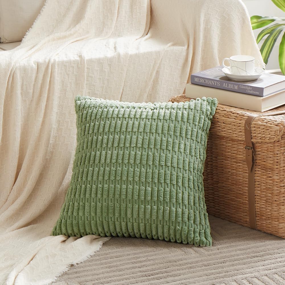 Fancy Homi Decorative Throw Pillow Covers for Bed Couch Bedroom Bench, Soft Corduroy Solid Pillow Case, Rustic Farmhouse Boho Room…